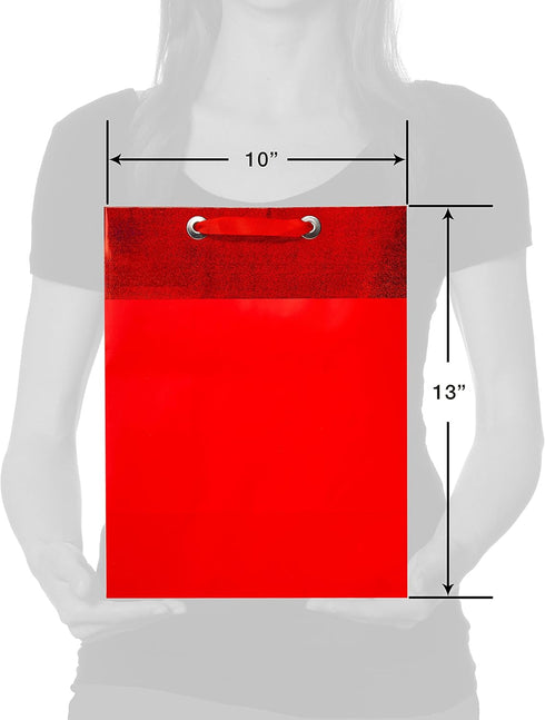 American Greetings Red Gift Bags with Tissue Paper, 4 Bags (2 Large 13", 2 Medium 10"), 15-Sheets