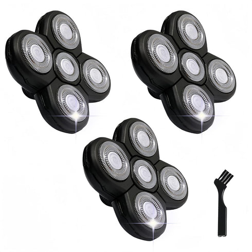 Replacement Blades 3 Pack for Head Shaver Kit, 5 Blades for Bald Men, Includes 1 Cleaning Brush