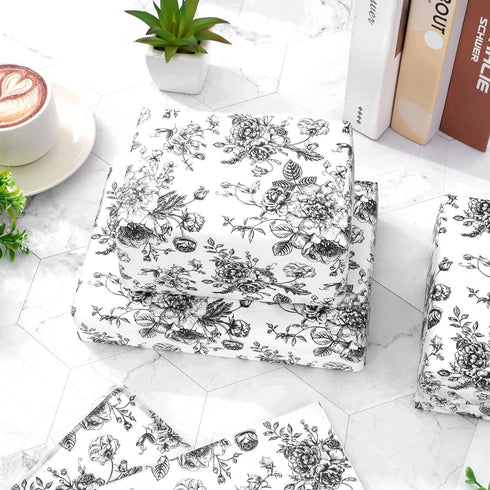 JarThenaAMCS 100 Sheets Black Floral Tissue Paper, Vintage Chinoiserie Gift Wrapping Paper for DIY Crafts