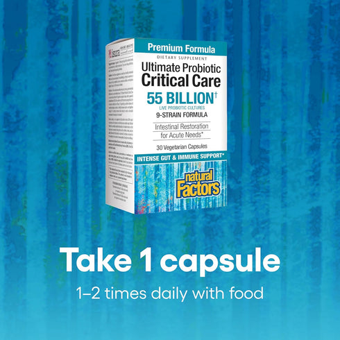 Natural Factors Ultimate Probiotic Critical Care, 55 Billion CFU, Supports Intestinal Restoration with 9 Strains