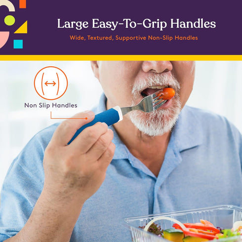 Special Supplies 5-Piece Adaptive Utensils Set, Non-Weighted, Non-Slip Handles for Tremors, Arthritis, Elderly Use