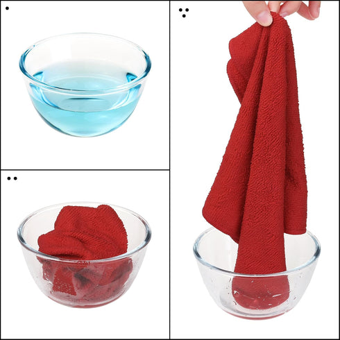 uxcell Microfiber Cleaning Cloth, 12 Pack Premium Towels, Lint Free, High Absorbent for Car, Household, Red