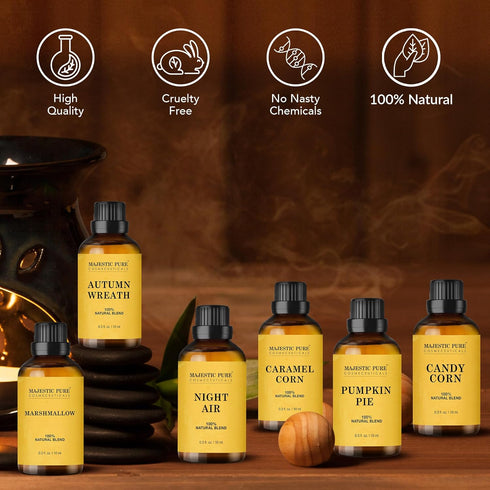 MAJESTIC PURE Halloween Essential Oil Gift Set - Autumn Wreath, Pumpkin Pie, and More Scents for Candle Making