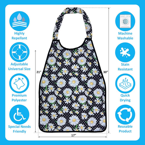 WISE BIBS 17x30 Premium Adult Bibs for Seniors & Elderly - Large, Heavy Duty, Waterproof PVC Layer, Washable, Crumb