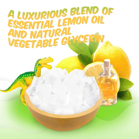 Relaxcation 1 Soap Bar For Kids with DINO Toy Inside - Natural Fresh LEMON Kids Soap, Clear Glycerin Safe For Skin