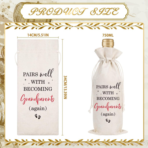 Wxiben Pregnancy Announcement Wine Gift Bag Pairs Well With Becoming Grandparents Wine Bottle Bag New Grandparent Gift