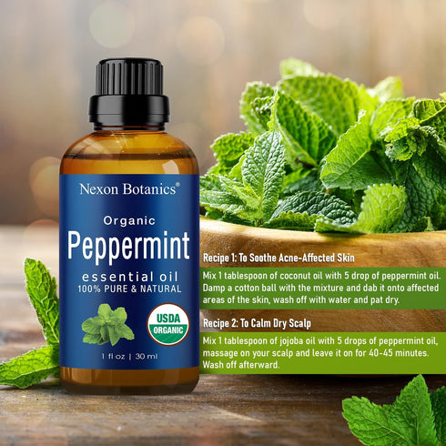 Organic Peppermint Essential Oil 30 ml, Pure Natural Oils for Aromatherapy, DIY, Candle and Soap Making