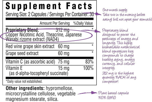 BioNAD NAD Supplement - Nicotinamide Riboside Booster, Anti-Aging & Metabolic Activator - Vegan Friendly, 60 Capsules