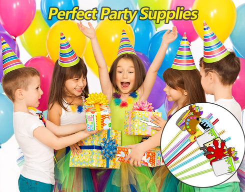 24pcs Art Painting Character Cocktail Drink Straws and Brushes for Birthday Party Supplies, Welcome Back to School