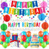 Happy Birthday Decorations Kit - Banner, Plastic Backdrop, Circle Confetti Garland, Streamers & Balloons