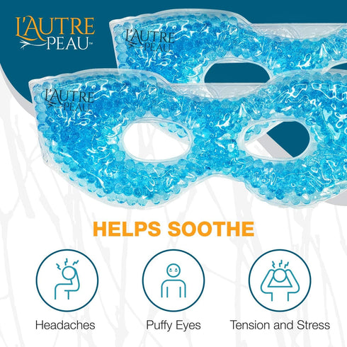 USA Merchant - 2 Pack Therapeutic Spa Gel Bead Eye Masks - Reusable Hot/Cold Compress Therapy for Puffy Eyes
