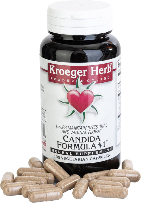 Kroeger Herb Candida Formula #1 Cleanse Supplement, 100 Capsules for Women & Men - Supports Yeast Balance