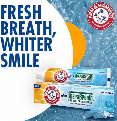 HAMMER 6 Pack, 0.9 Oz ARM & Toothpaste Plus Thera, ICY Mint, Anticavity Fluoride Toothpaste with Baking Soda, Whitening