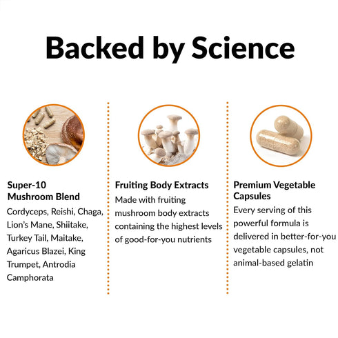 Force Factor Modern Mushrooms Capsules, Mushroom Supplement with Lions Mane, Turkey Tail, & Cordyceps, 90 Vegetable