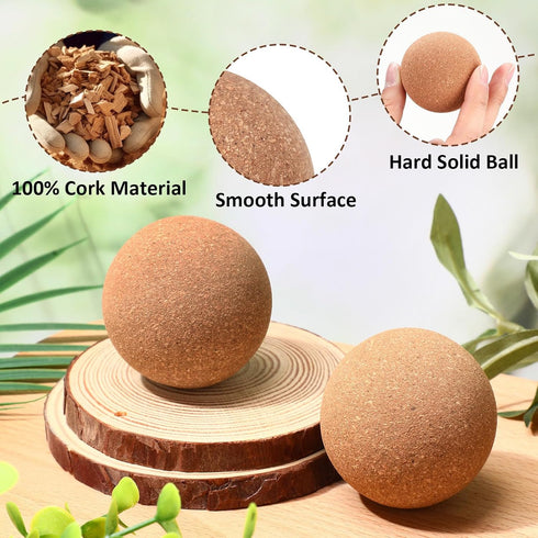 Seenelling 20 2 Inch Pcs Cork Massage Ball Solid Hard Myofascial Release Yoga Ball for Back Foot Neck Pain Therapy