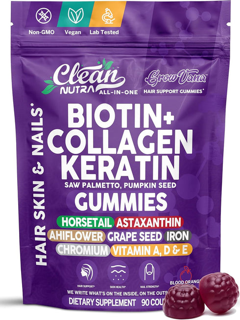 GrowVana Hair Growth Gummies for Women Biotin Collagen Keratin Saw Palmetto Horsetail