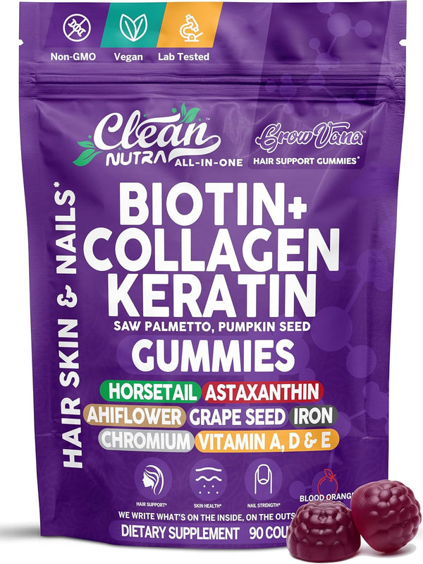 GrowVana Hair Growth Gummies for Women Biotin Collagen Keratin Saw Palmetto Horsetail