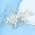 Wedding Rhinestone Hair Comb, Crystal Bride Hair Combs, Flower Side Combs, Leaf Headpiece Accessories for Women (Silver)