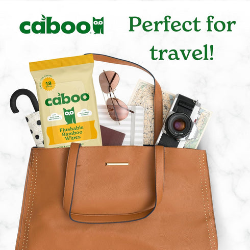 Pack 8, 144 Caboo Tree Free Flushable Wipes, Travel Wipe, Certified Flushable, Septic Safe, Biodegradable Wipe