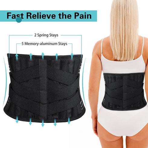 Back Brace for Lower Back Pain Relief - Anti-skid Lumbar Support Belt with Mesh for Women Men, Adjustable Lumbar
