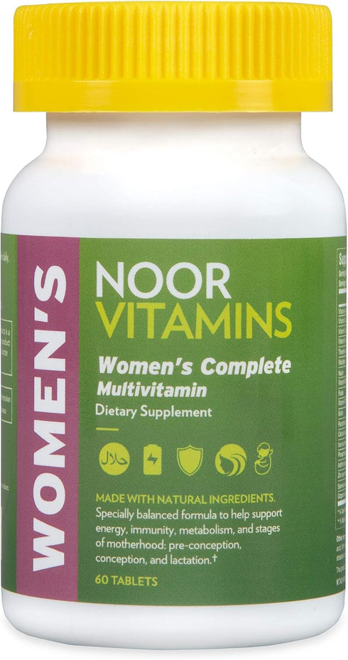 Noor Vitamins Halal Women's Multivitamin & Mineral, 2-Month Supply | Supports Energy, Immunity, and Healthy Appearance