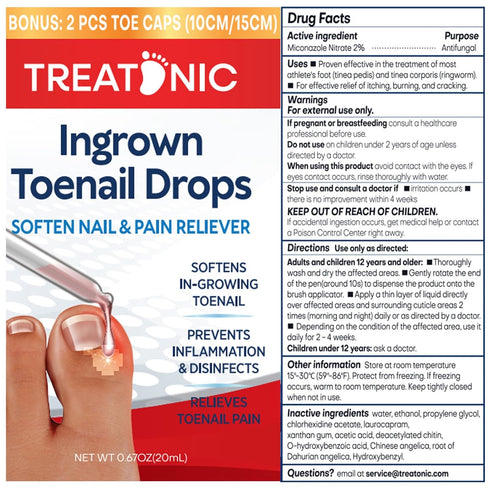 Ingrown Toenail Treatment Kit, Pain Reliever and Softener for Easy Trimming with Silicone Gel Toe Caps