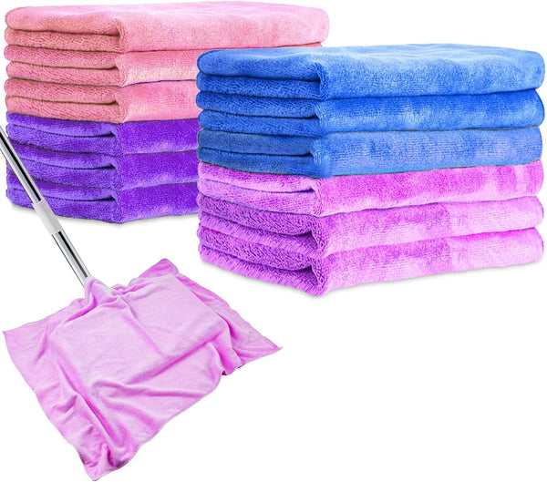 12 Pcs Extra Large Microfiber Cleaning Cloth, 20" x 30", Washable Reusable Towels for Mop Cleaning, Office, Bathrooms