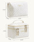 HBselect 2Pcs Double Layer Travel Makeup Bag, Large Cotton Quilted Makeup Bag, Aesthetic Cute Kawaii Cherry Design