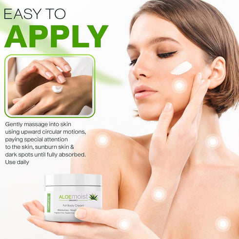 Organic Aloe Vera Lotion - Face & Body Moisturizing Cream with Natural Aloe Vera, Vitamin E, C, Retinol, Shea Butter