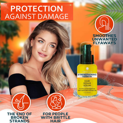 Keratin Hair Serum - Heat Protection Treatment and Anti Frizz Control for Frizzy and Damaged Split Ends, Advanced Care