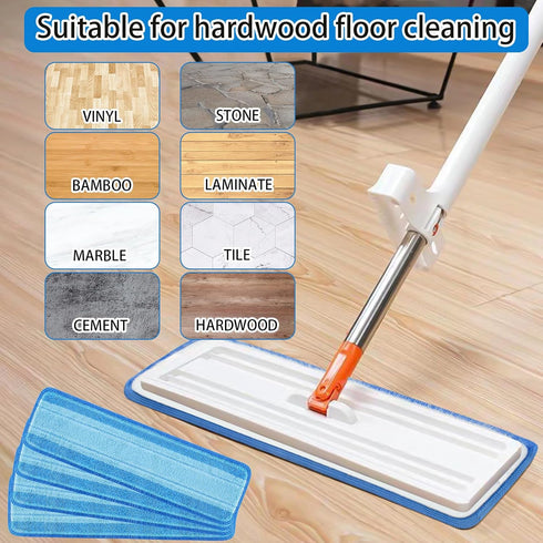 4 PCS Replacement Mop Pads, Microfiber Cleaning Mop Compatible with Bona Mop, Washable & Reusable, 18 Inch, Blue