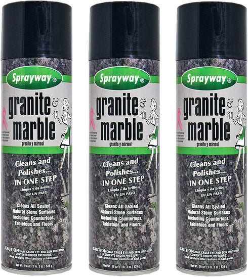 Sprayway SW702R 20 Oz Aerosol Granite & Marble Spray pack of 3