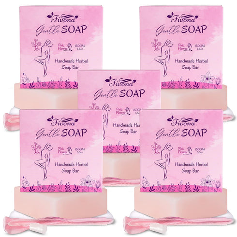 FIVONA Set of 5 Gentle Pink Yoni Herbal Soap Bars Ideal for
