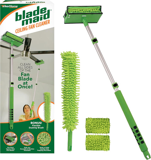 Blade Maid Ceiling Fan Cleaner - Cleaning Tool with Reusable Fiber Duster, 3 Foot Extendable Pole & Flexible Brush