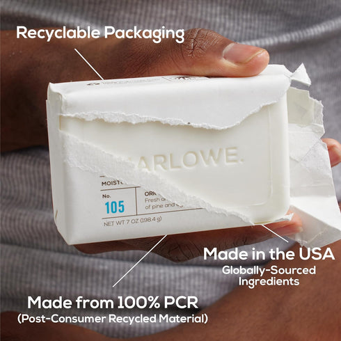 MARLOWE. No. 105 Bar Soap for Men, 7 oz Moisturizing Body Soap with Natural Extracts, Original Sage & Fir Scent