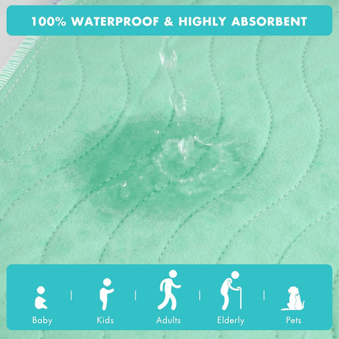Washable Underpads, 36" x 72", 3 Pack - Reusable Heavy Absorbency Incontinence Pads for Kids, Adults, Pets - Waterproof