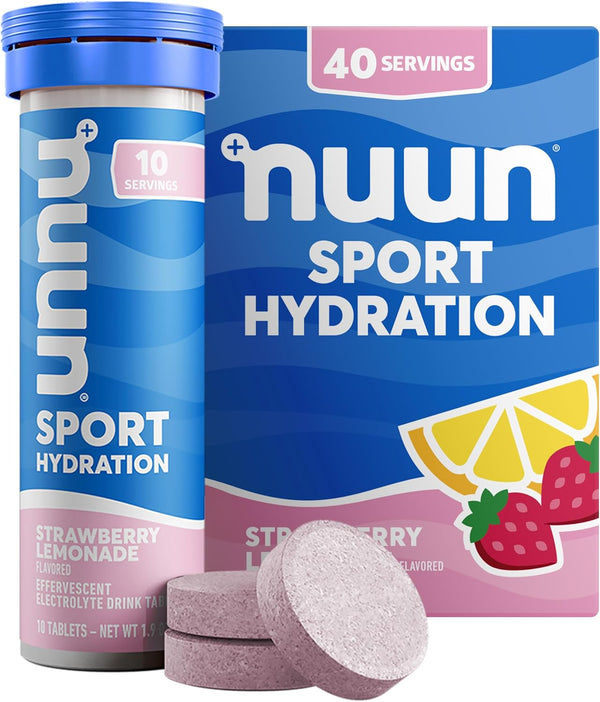 Nuun Sport Electrolyte Tablets, Strawberry Lemonade, 4 Pack (40 Servings), Gluten Free & Vegan