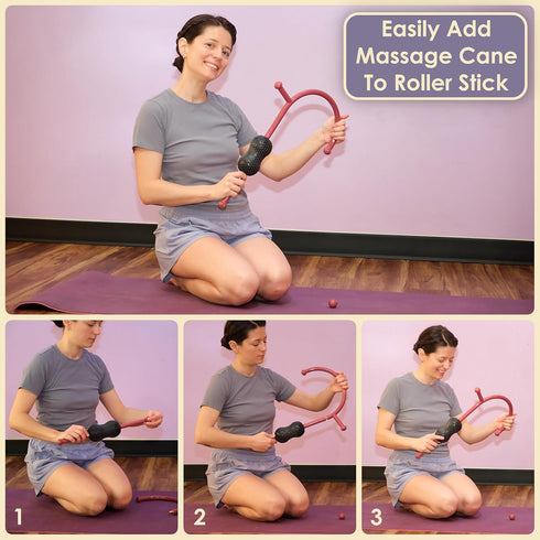 Toro Canyon 2-in-1 Roller Cane Massager | Massage Roller Stick & Trigger Point Cane | Rubber Ball for Deep Tissue