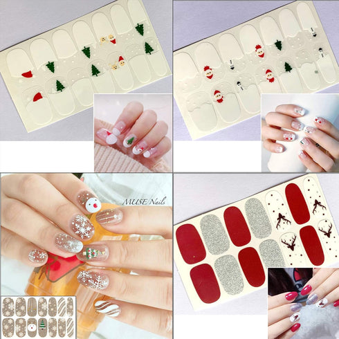 TailaiMei 12 Sheets Christmas Full Wraps Nail Polish Stickers - Self-Adhesive Nail Art Decals with Nail File