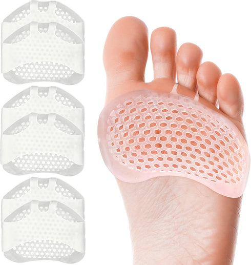 Metatarsal Pads for Women Men, 6 Pack Reusable Gel Cushion for High Heels, Pain Relief for Shoes, Bunion Pads