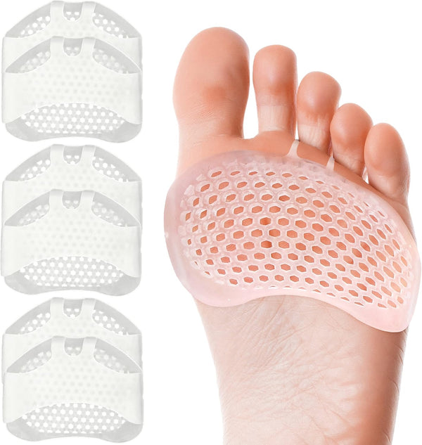 Metatarsal Pads for Women Men, 6 Pack Reusable Gel Cushion for High Heels, Pain Relief for Shoes, Bunion Pads
