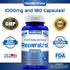 NASA Beahava 100% Pure Resveratrol, 1000mg Max Strength Antioxidant Supplement, 180 Capsules
