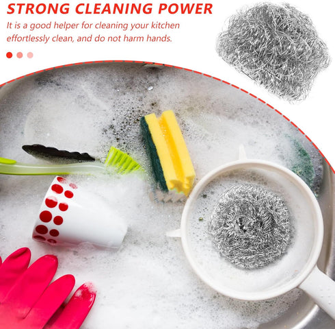 4pcs Wire Ball Pot Brush, Stainless Steel, Reusable Cleaning Brush for Kitchen Pots and Bowls