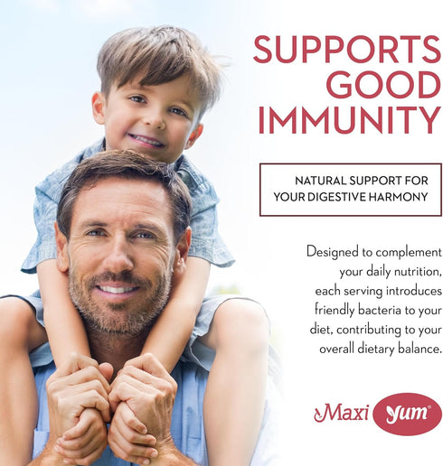 Maxi Yum Probiotic Gummies, 5 Billion CFUs, 60 Gummies for Digestive Health, Natural Berry Flavor, Kosher Certified