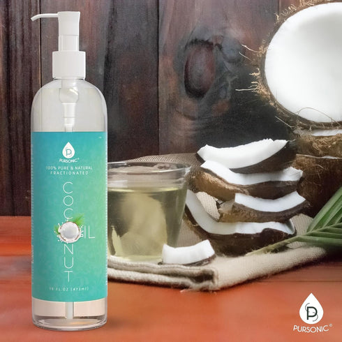 Pursonic Pure Unscented Fractionated Coconut Oil - 16 Oz Multipurpose Oil for Skin, Hair, and Makeup Removal