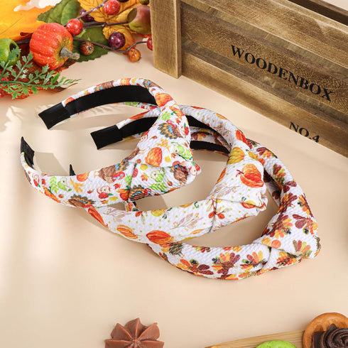 YanJie Thanksgiving Headbands for Women Girls, 3 Pcs Fall Hair Hoop with Turkey, Maple Leaves, Pumpkin Acorn
