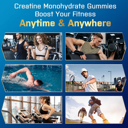 Creatine Monohydrate Gummies - 5g Per Serving, Chewable Creatine for Men & Women, Taurine & B6, Organic