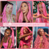 Pre Stretched Braiding Hair Extensions, 26 Inch Synthetic Hair, 6 Packs, Pink