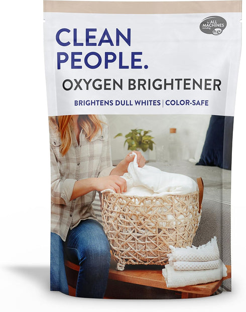 Clean People Natural Oxygen Brightener Stain Remover, Plant Derived Ingredients, Natural Bleach Alternative, 41 oz