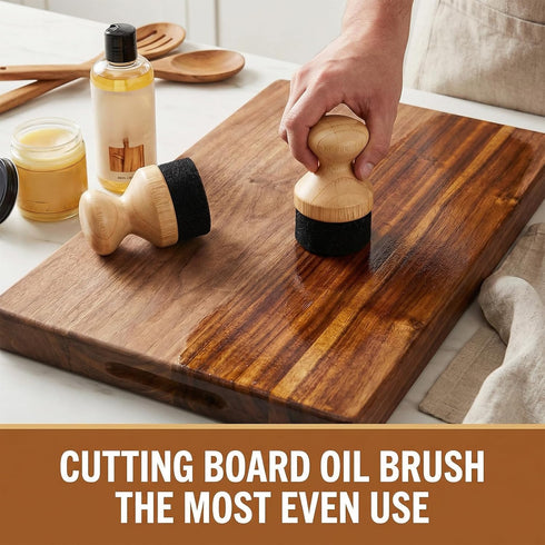 Vin Beauty 2 Pcs Cutting Board Oil Applicator, Wooden Bamboo Cutting Board Oil Wax Applicator for Food Grade Mineral